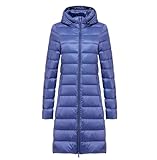 Einfarbig, lässig, einfach, klassisch, mehrfarbig, lang, abnehmbare Daunenjacke mit Kapuze, blau, 3XL