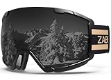 ZABERT Skibrille für Herren Damen Frauen Erwachsene Männer Kinder 10 11 12 13 Jahre, Brillenträger Ski Snowboard Brille Schneebrille Snowboardbrille, Schwarz Grau v3