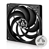 ARCTIC P12 Slim PWM PST - PC Lüfter, 120 mm Gehäuselüfter optimiert für statischen Druck, Case Fan mit PST-Anschluss (PWM Sharing Technology), besonders schmal - Schwarz