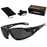 HELLY® - No.1 Bikereyes® | Bikerbrille, Motorradbrille, Motorrad Sonnenbrille | TESTSIEGER: beschlagfrei, winddicht, bruchsicher | TOP Tragegefühl | Brille: moab (smoke)