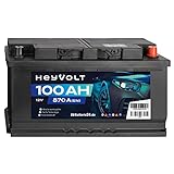 HeyVolt Autobatterie, lead acid, 12V 100Ah 870A/EN Starterbatterie, absolut wartungsfrei ersetzt 85Ah 88Ah 92Ah 95Ah, für PKW