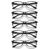 LANLANG 5er-Pack Blaulichtfilter Lesebrille 3,0 für Damen Herren, Anti-Augenermüdung, einschließlich 3,0 Dioptrien, Schwarz L-L001