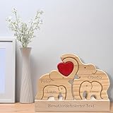 Personalisiertes Holzpuzzle Bärenfamilie, Personalisierte Wohndekoration mit 2-8 Namen, Wohnzimmer-Tischdekoration, Geschenk für Familie zum Muttertag, Vatertag und Geburtstag (Elefant)