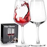 ParaCity Weingläser 2er-Set, mundgeblasene Weingläser, klares Glas, Glas mit langem Stiel für Rot- und Weißwein, Weihnachtsgeschenke, 12oz Rotweingläser für Frauen, Männer, Hochzeit und Geburtstag