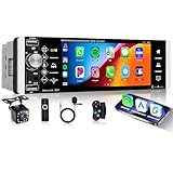 Wireless Carplay Autoradio 1 Din mit Wireless Android Auto FM/AM/RDS Radio Bluetooth Freisprecheinrichtung, 5.1 Zoll Autoradio mit Mirror Link Bluetooth USB/AUX/TF/EQ Lenkradsteuerung Rückfahrkamera