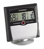 TFA Dostmann Comfort Control digitales Thermo-Hygrometer, 30.5011, mit Schimmelalarm, Raumklimakontrolle, Luftfeuchtigkeitsmesser, Raumthermometer, zum Stellen innen, klein & handlich, schwarz-grau