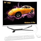 23.8' Curved FHD All in One PC Desktop Computer,i5-12450H 8 core Processor,16 GB RAM,256 GB SSD,WiFi,Bluetooth WiredKeyboard & Mouse - Perfect for Home &Office Use,Windows 11 Pro AIO PC (Curved panel)