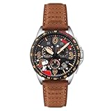 AVI-8 Herren-Armbanduhr P-51 Mustang Blakeslee Chronograph Peanuts Snoopy Flying Ace Limited Edition mit Lederband AV-4140, Doppeldecker, Braun