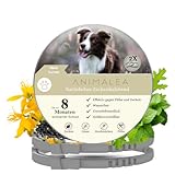 Animalea® [2 Stück] Zeckenhalsband für Hunde - verbesserte Formel mit Schwarzkümmelöl - 100% Natürlich - bis zu 8 Monate wirksamer Schutz gegen Zecken Flöhe Läuse Ungeziefer