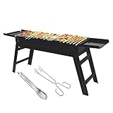 Tragbarer Smokergrill für Outdoor-Kochen, Camping und Wandern – kaltgewalztes Eisen-Holzkohlegrill-Set, 86 x 20 x 36 cm
