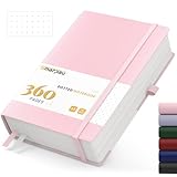 Notizbuch A5, Hardcover 360 Seiten Gepunktetes Journal Tagebuch Liniert Mit 100gsm Premium-Papier, Der Collegeblock Notizblock Eignet Sich Zum Schreiben Und Notieren, 14.5 x 21 cm-Rosa