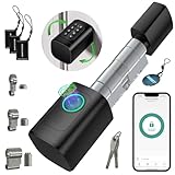 AVATTO Smart Türschloss mit Fingerabdruck und Passwort für 60-90mm Tür, Schließzilinder Länge ist einstellbar, mit Schlüssel, IC-Karte, Unterstützen Smart Life App Fernbedienung