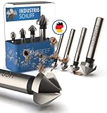 STONE REEF Kegelsenker Set Profi aus HSS Stahl [4-teilig inkl. Aufbewahrungsbox] - Senker, Senkbohrer Metall, Holz, Versenker, Holzsenker