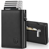TENBST Geldbörse Herren, Slim Wallet Geldbeutel mit Münzfach & RFID Schutz, Leder Portmonee, 8 Fächer für Kreditkarten, Kartenetui Herren - Schwarz