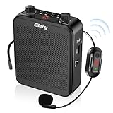 Giecy Sprachverstärker Tragbarer mit Kabellosem UHF-Mikrofon, 2800mAh Akku, MP3/TF/USB-Player, FM-Radio & Aufnahmefunktion für Lehrer, Führungen und Veranstaltungen