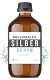 Premium Kolloidales Silber - Silberwasser 500 ml (50 ppm) - Vegan • Ohne Zusätze • Mit Dosierhilfe