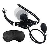 Aufblasbarer Mundknebel mit Blindfold, Silikon Mouth Gag Ball Deluxe Analplug, Verstellbar Stimulation Buttplug, BDSM Bondage Sexspielzeug Knebel für Paare Frauen Männer