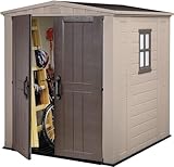 Keter Gerätehaus Factor 6x6, Beige, 6.2m³ Rauminhalt, Außenmaße (B/T/H):178 x 195.5 x 208 cm, wetterfest, wasserdicht, UV-beständig, Outdoor