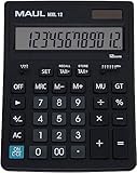 MAUL Kaufmännischer Taschenrechner MXL12 | 12 Stellen | inkl. Steuerberechnung | angewinkeltes Display |großer Profi-Tischrechner | Solarbetrieben | inklusive Batterie | 20,5 x 15,5 cm | Schwarz