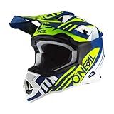 O'NEAL | Motocross-Helm | MX Enduro | ABS-Schale, Lüftungsöffnungen für optimale Belüftung & Kühlung | 2SRS Helmet Spyde 2.0 | Erwachsene | Blau Weiß Gelb | Größe M