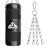 GROOFOO Boxsack Kinder Hochleistungs Oxford Boxsack für Kinder, Jugendliche und Erwachsene, UNGEFÜLLTE Tasche mit Mount Chain Heavy Duty Pouching Bag für Boxtraining MMA Muay Thai (Schwarz, 100X33CM)