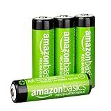 Amazon Basics AA-Batterien, wiederaufladbar, 2000 mAh, vorgeladen, 4 Stück