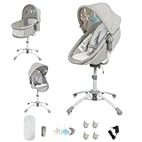 Sianldcone 3 in 1 Babybett, Multifunktional Beistellbett Baby, Höhenverstellbar Stubenwagen Baby, Klappbares Babys Reisebett (Grey)
