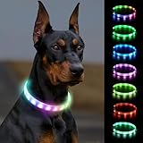 Joytale Leuchthalsband Hund, Hundehalsband Leuchtend Aufladbar, Längenverstellbar Led Hundehalsband mit 9 Leuchtmodi, Regendicht Hunde Leuchthalsband für Kleine Mittlere Große Hunde, 70 cm