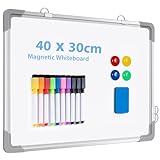 ARCOBIS Magnetisch Whiteboard Klein, Mini A3 Whiteboard 40x30cm Magnettafel Wand HäNgende Doppelseitige Tafel füR Planung, To Do Liste, Zeichnen, Schule, Zuhause, BüRo (Silber)