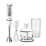 Braun Household Stabmixer MQ5235WH Stabmixer – MultiQuick 5 Vario Pürierstab mit Edelstahl Mixfuß, 1000Watt,inkl. 3-teiligem Zubehör-Set, weiß/grau/220-240V/50-60 Hz