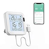 eMylo WiFi Thermometer Hygrometer Innen, Tuya Raumthermometer wlan Temperatursensor mit Smart App, LCD Bildschirm Digitales Thermo-Hygrometer für Raumtemperatur, Keller, Babyzimmer (8cm*8cm)