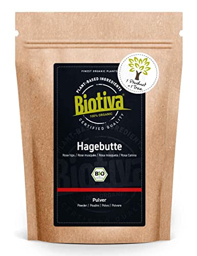 Biotiva Hagebuttenpulver Bio 1 kg - Hagebutten aus Europa - Rosa Canina - in Deutschland frisch gemahlen, abgefüllt und kontrolliert (DE-ÖKO-005)