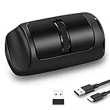 Horizontale Bluetooth-Maus,Tragbare Wiederaufladbare Bluetooth-Wireless-Maus(Dual-Modus: BT 5.0+2.4G)3200DPI Einstellbar,Leise Ergonomische Drahtlose Maus für Laptop PC Computer/Windows/Mac OS/Iphone