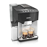 Siemens Kaffeevollautomat EQ500 integral TQ513D01, viele Kaffeespezialitäten, Milchaufschäumer, integrierter Milchbehälter, automatische Dampfreinigung, 1500 W, daylight silber/klavierlack schwarz