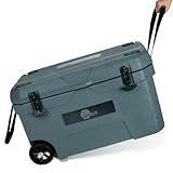 Your GEAR Katmai Kühlbox, 50L Volumen, 213h Kühldauer, 73x46x42cm, Graugrün, mit Rollen und Griffen