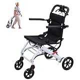 Ehozirta Faltbarer Rollstuhl, leicht, tragbar, Reisestuhl für Erwachsene, ergonomisches Design, Rollstuhl mit verstellbarem Sicherheitsgurt, Aluminiumrahmen, PU-Räder für reibungsloses Fahren