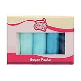 FunCakes Fondant Multipack Blue Einfach zu bedienen, glatt, flexibel, weich und biegsam, perfekt zum Dekorieren von Kuchen, halal, koscher und glutenfrei. 5 Farben, 5 x 100 g