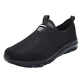 Générique Sportschuhe für Herren, Sneaker, Herren, modisch, Sport, für Herren, Sneaker, Running, Herren, rutschfest, Walking, Fitnessstudio, bequem, Slip On Mesh Schuh, Le Noir B, 41 EU
