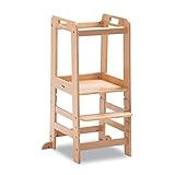 Hauck Lernturm Learn N Explore, FSC® Zertifiziertes Buchenholz, Höhenverstellbar, Stabil Robust, Montessori Lernturm ab 1 Jahr für Küche Tisch Bad (Natural)