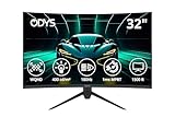 Odys XP32 PRO-X - Curved Gaming Monitor 32 Zoll (80 cm), 180 Hz, WQHD (2.560x1.440 px), 1 ms Reaktionszeit (MPRT), HDR, 1500R, FreeSync/G-Sync kompatibel, Eye Care, HDMI, Display Port, 3,5mm Audio