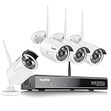 SANNCE WLAN Überwachungskamera Set Aussen 8CH 5MP NVR mit 4X 3MP Kabellose WiFi Kameras Outdoor 3MP Funk Überwachungssystem AI Erkennung 24/7 Aufnahme IP66 Wetterfest
