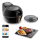 Tefal ActiFry & Grill Genius Heißluftfritteuse, inkl. Grillrost, automatischer Rührarm, 9 aut. Kochprogramme, Kapazität 1,2 kg, gesundes Frittieren ohne Öl, digitales Rezeptbuch, schwarz, FZ7758