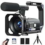 Videokamera 5K 56MP Camcorder Vlogging Kamera für YouTube Vlog, WiFi Nachtsicht 3' 270° drehbarer Touchscreen Anti-Shake Video Camera mit 64GB Karte, Mikrofon, Fernbedienung, Stativ, 2 Batterien