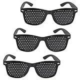 3 Stück Augentrainer Lochbrille, Komfortable Lochbrille für Augentraining zur Entspannung, Schwarze Rasterbrille Pinhole Glasses, Multidot Brille, Gitterbrille mit Faltbaren Bügeln für Augen-Training