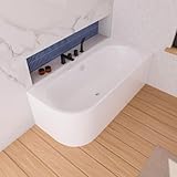 ECOLAM freistehende Badewanne Vigoo 165x75/ 175x75/ 180x80 [cm] links/rechts Wandmontage (Chrom, 165x75 cm rechts)