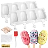 Silikon-Backformen mit 100 Stäbchen und Paketbeuteln, 8 Mulden, wiederverwendbare Kuchenformen zum Backen, Lutscher, Eis, Desserts, Cake-Pop-Maker-Set, einfaches Herauslösen und spülmaschinenfest, 2