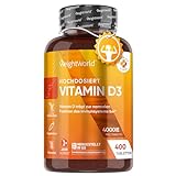 Vitamin D3 4000 IE - 400 Tabletten (1 Tablette alle 4 Tage) - Sonnenvitamin für Immunsystem, Knochen, Zähne & Muskeln (EFSA) - 100% Reines Cholecalciferol Vitamin D - Geprüfte Zutaten - WeightWorld