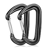 Karabiner mit 1200kg Belastbarkeit, 2 Stück Karabinerhaken Groß Robust, Karabiner Schwarz für Hängematten, Camping, Wandern, Angeln