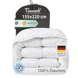 Traumwelt Natur Made in Germany Daunendecke 155x220 cm aus 100% Daunen, winterdecke, Allergiker geeignet (nomite), Öko-Tex 100 Klasse 1 Zertifiziert, Downpass (2 Stück)