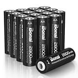 BONAI Akku AA 2800mAh 16 Stück Wiederaufladbare Batterien hohe Kapazität 1,2V Mignon AA Accu NI-MH Aufladbare Akkubatterien HR6 Rechargeable Battery geringe Selbstentladung